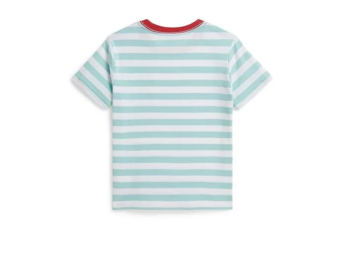 Футболка поло с полоской Cotton Jersey Pocket Tee Polo Ralph Lauren Kids, Poppy/White — фото 2