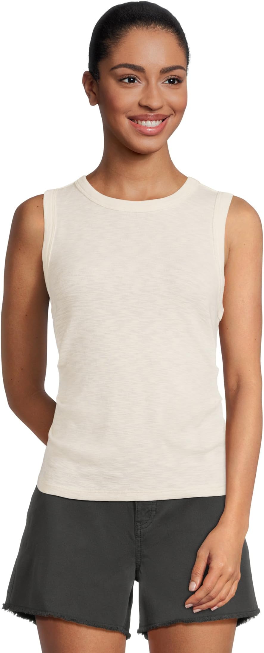 

Топ Lilla P Rib Slub Side Pleat Tank, цвет Talc