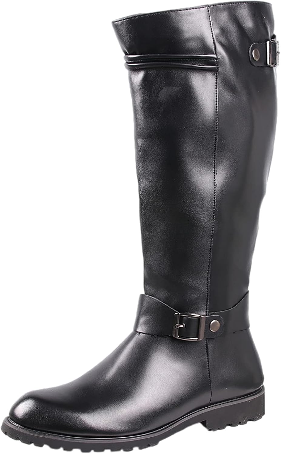 

Мужские сапоги до колена рыцарские с микрофиброй и кожей, с молнией, ковбойские для верховой езды Jamron, черный