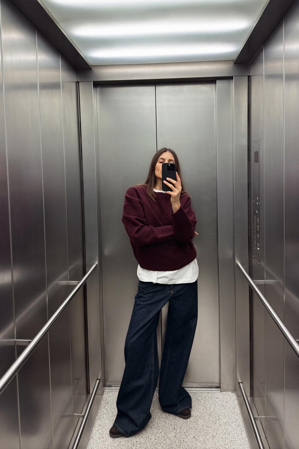 

Мягкий однотяжной вязки свитер ZARA, бордовый