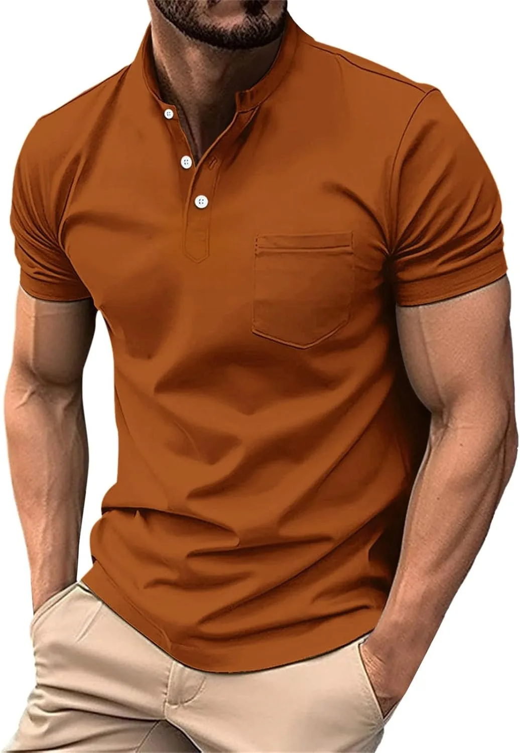 Мужская футболка henley с коротким рукавом, dry fit, moisture wicking