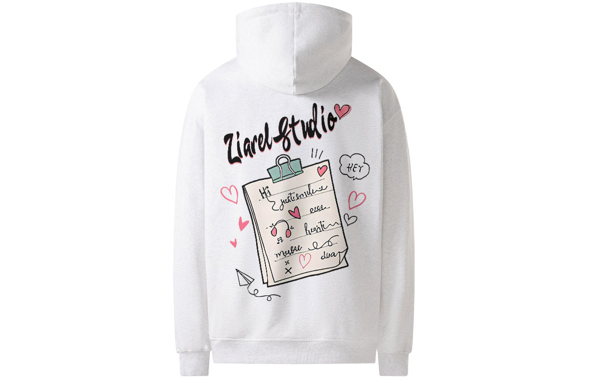 

Толстовка Unisex Hooded Moderate Heavyweight ZIAREL, белый heather серый