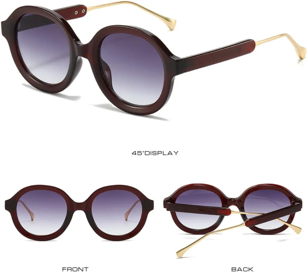 

Солнцезащитные очки для мужчин и женщин - защита UV400 - круглые градиентные линзы в стиле панк для занятий спортом на открытом воздухе и вождения DSVIGF, Leopard Tea