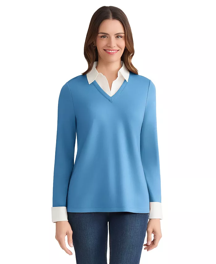 

Женский трикотажный топ Serenity с многослойным эффектом Jones New York, синий