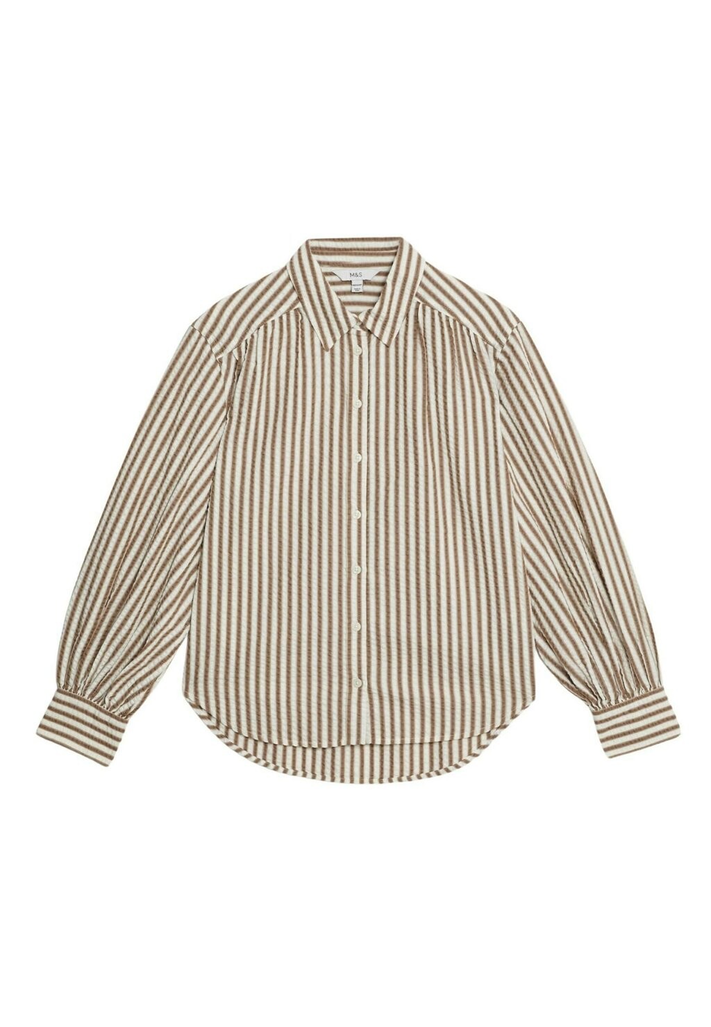 

Блузка-рубашка Striped Collared Marks & Spencer, коричневый микс