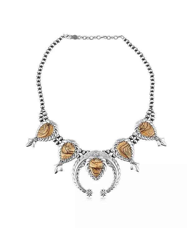 

Ожерелье из стерлингового серебра с яшмой грушевидной огранки в виде цветка тыквы, 17–20 дюймов American West Jewelry, brown