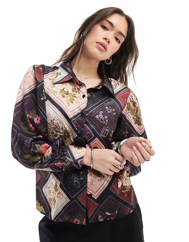 

Рубашка с длинными рукавами Miss Selfridge с почтовым принтом