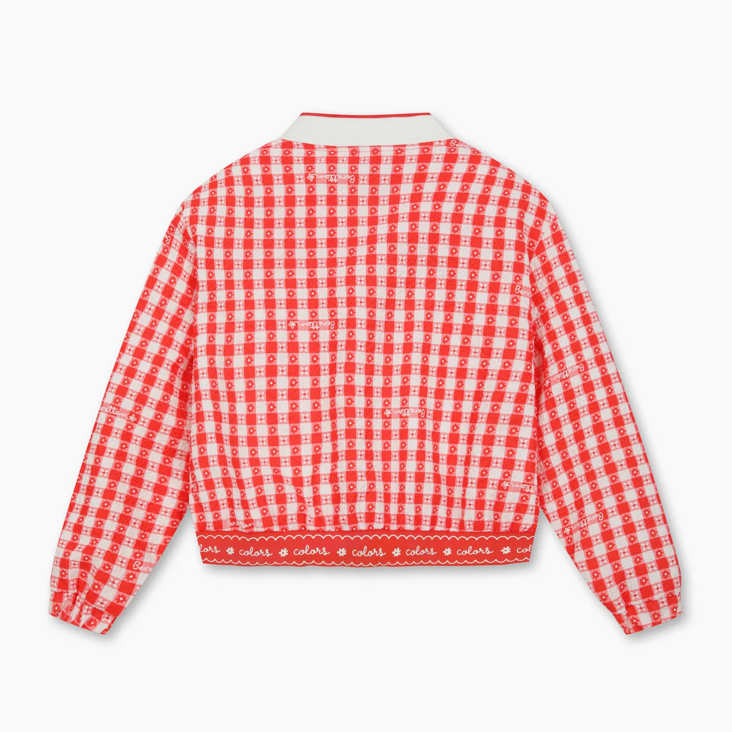 Детская куртка Flower Check, красная, от Benetton Kids — фото 3