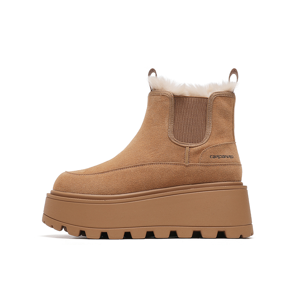 Короткие зимние сапоги женские карамельного цвета CARDANRO, Caramel Fleece-Lined