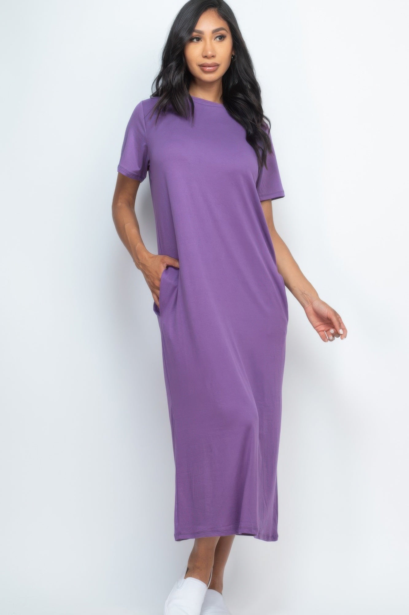 

FASHNZFAB женское платье-футболка с боковыми карманами, цвет grape