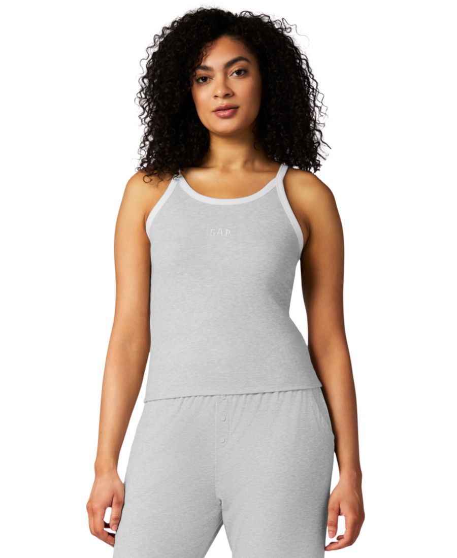 

Женская полосатая пижамная блузка без рукавов с завязками на шее GAP, Heather Grey