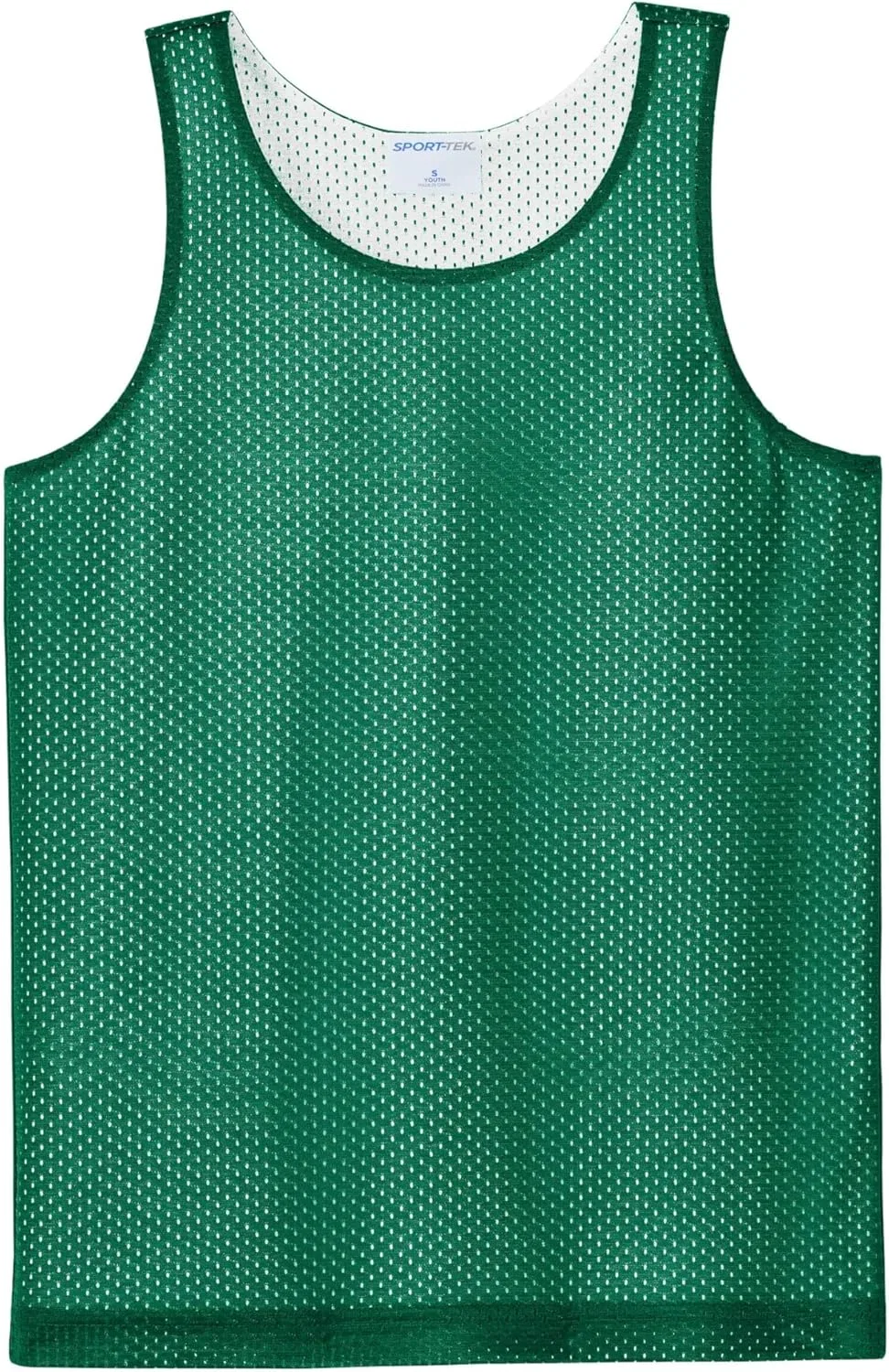 Детский топ-сетка SPORT-TEK, реверсивный, Kelly Green/White