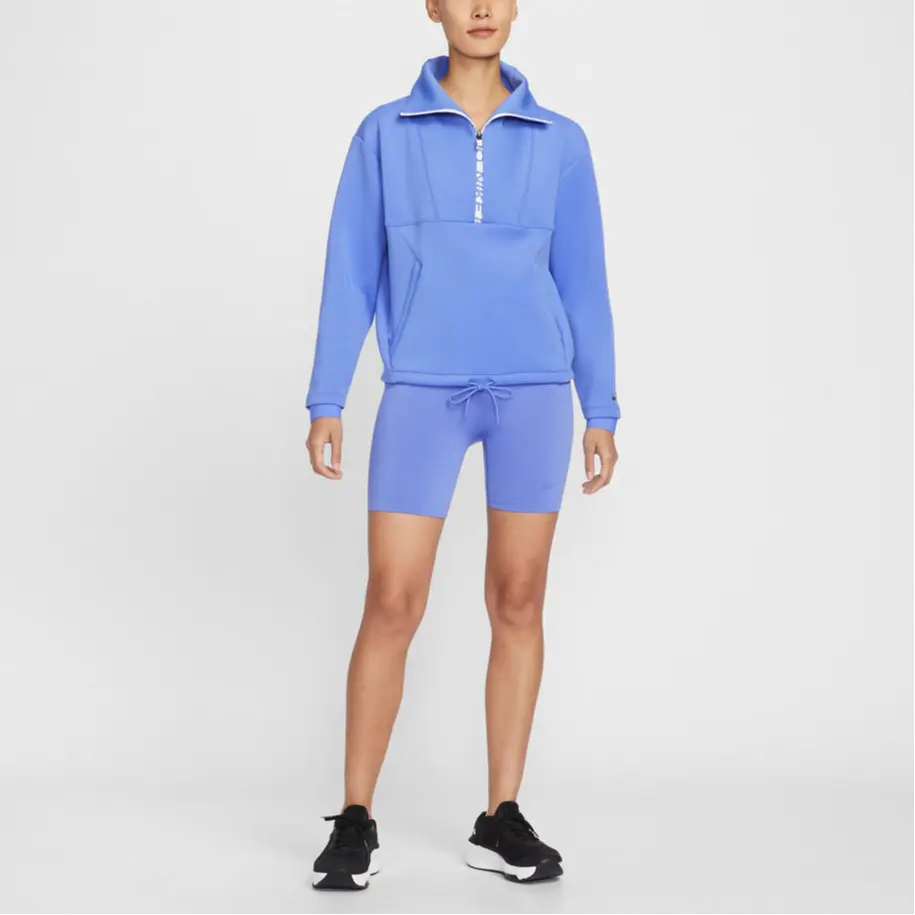 Nike Pro Sweatshirts Женская худи с воротником-стойкой, синяя, умеренный крой — фото 3