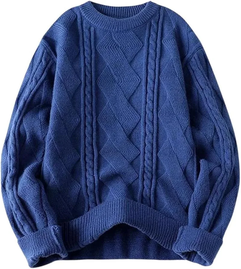 

Мужской вязаный свитер с круглым вырезом OWEIEYEU