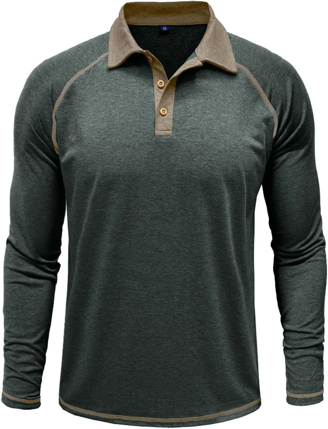 

Мужская футболка-поло с длинным рукавом и контрастными пуговицами