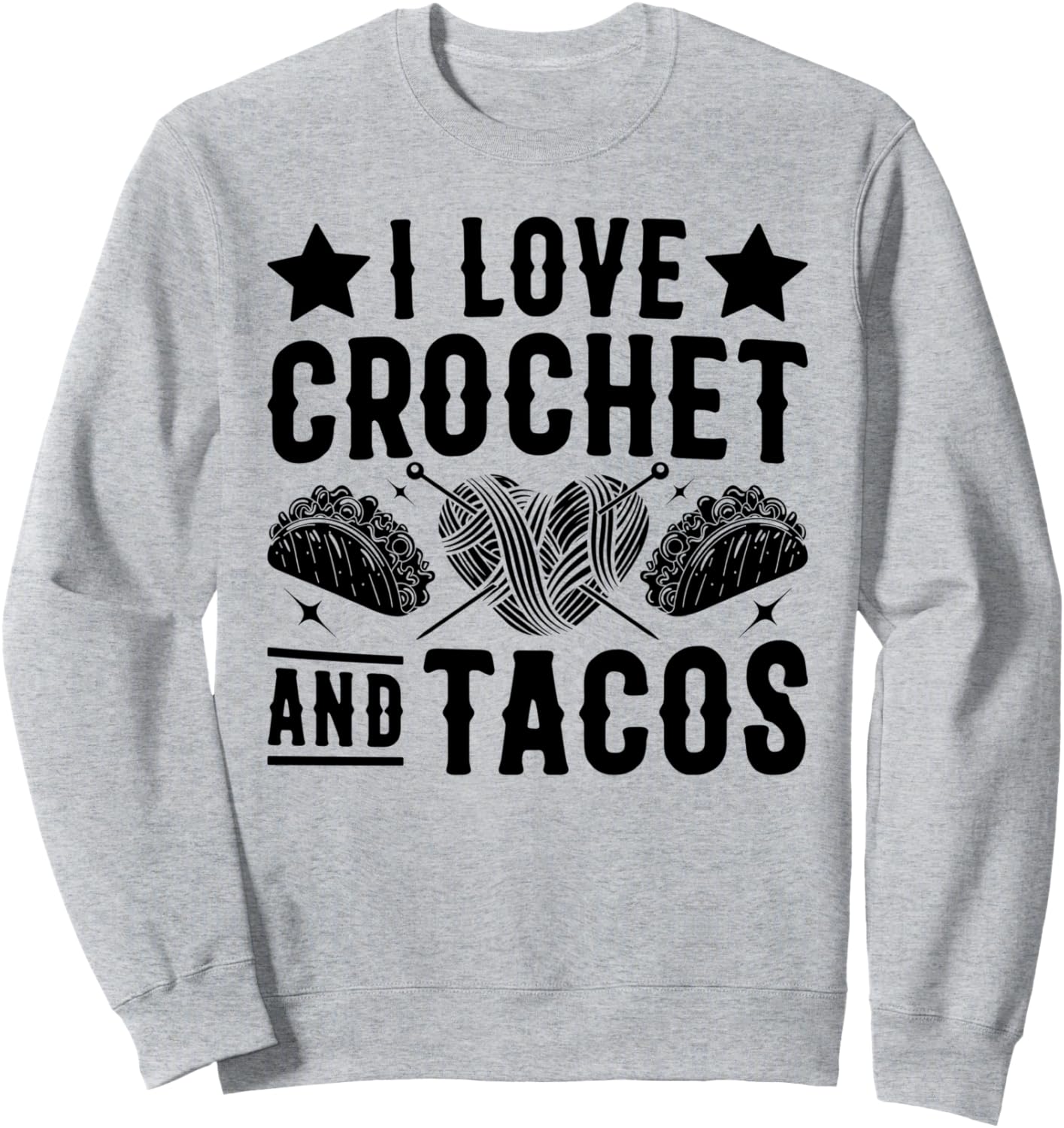 

Я люблю вязание крючком и тако - Забавная вязаная толстовка Funny Crocheting Crocheter, серый