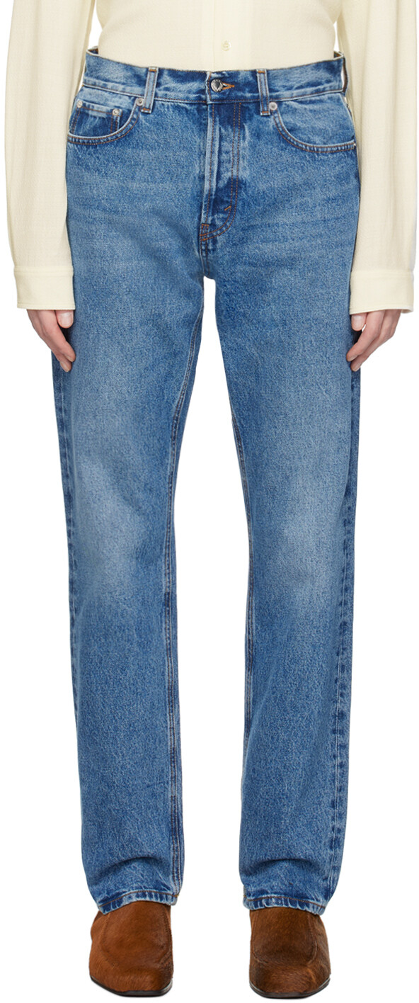 

Синие джинсы прямого кроя Sefr, цвет Worn wash