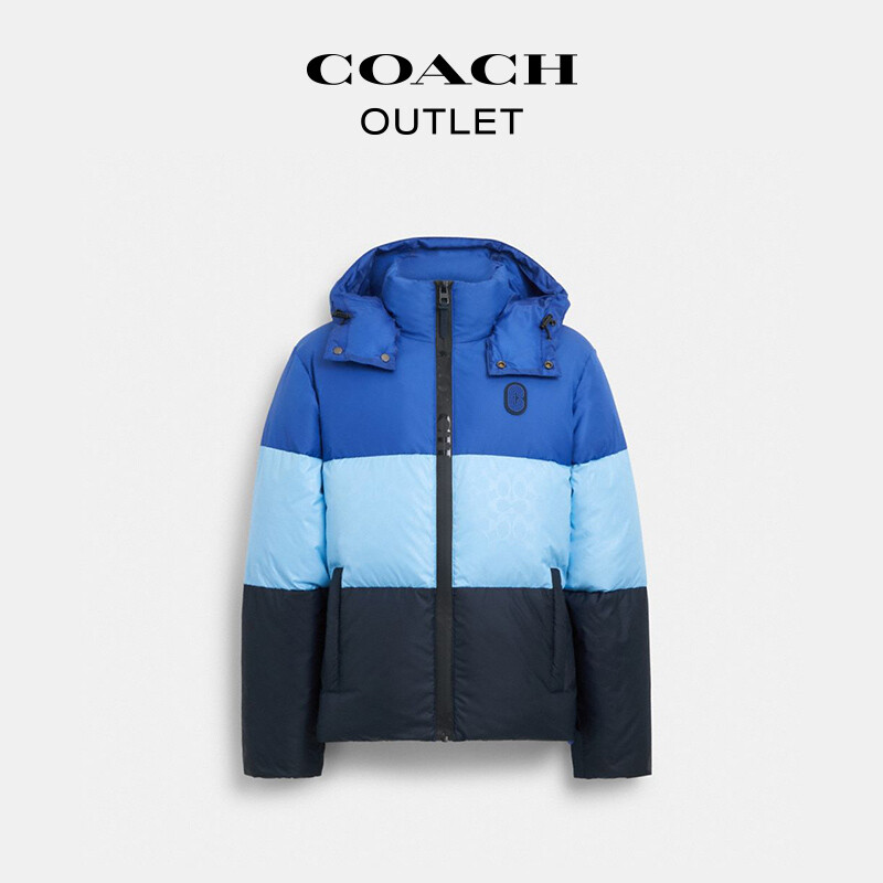 

COACH Мужская пуховая куртка с цветными блоками, синий