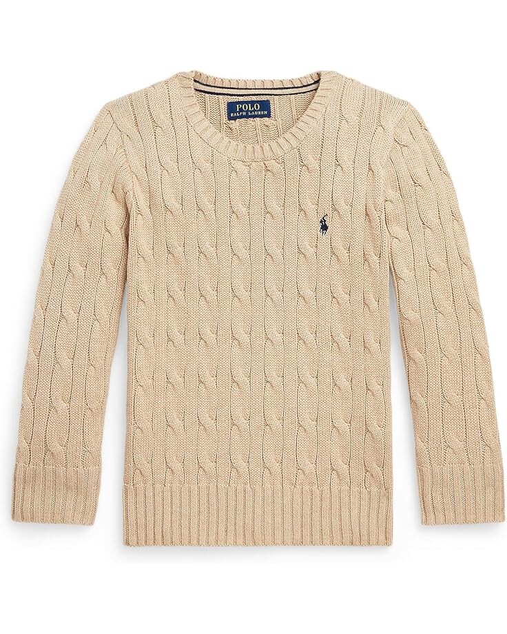 

Свитер Polo Ralph Lauren Kids Polo Bear Cable-Knit Cotton Sweater, цвет New Camel Melange