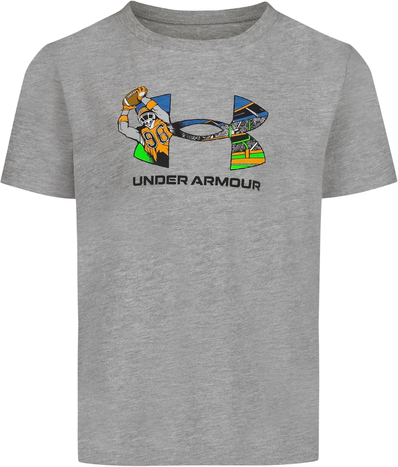 Детская спортивная футболка Under Armour с коротким рукавом и графическим принтом, легкая и дышащая, свободного кроя, Mod Gray Football