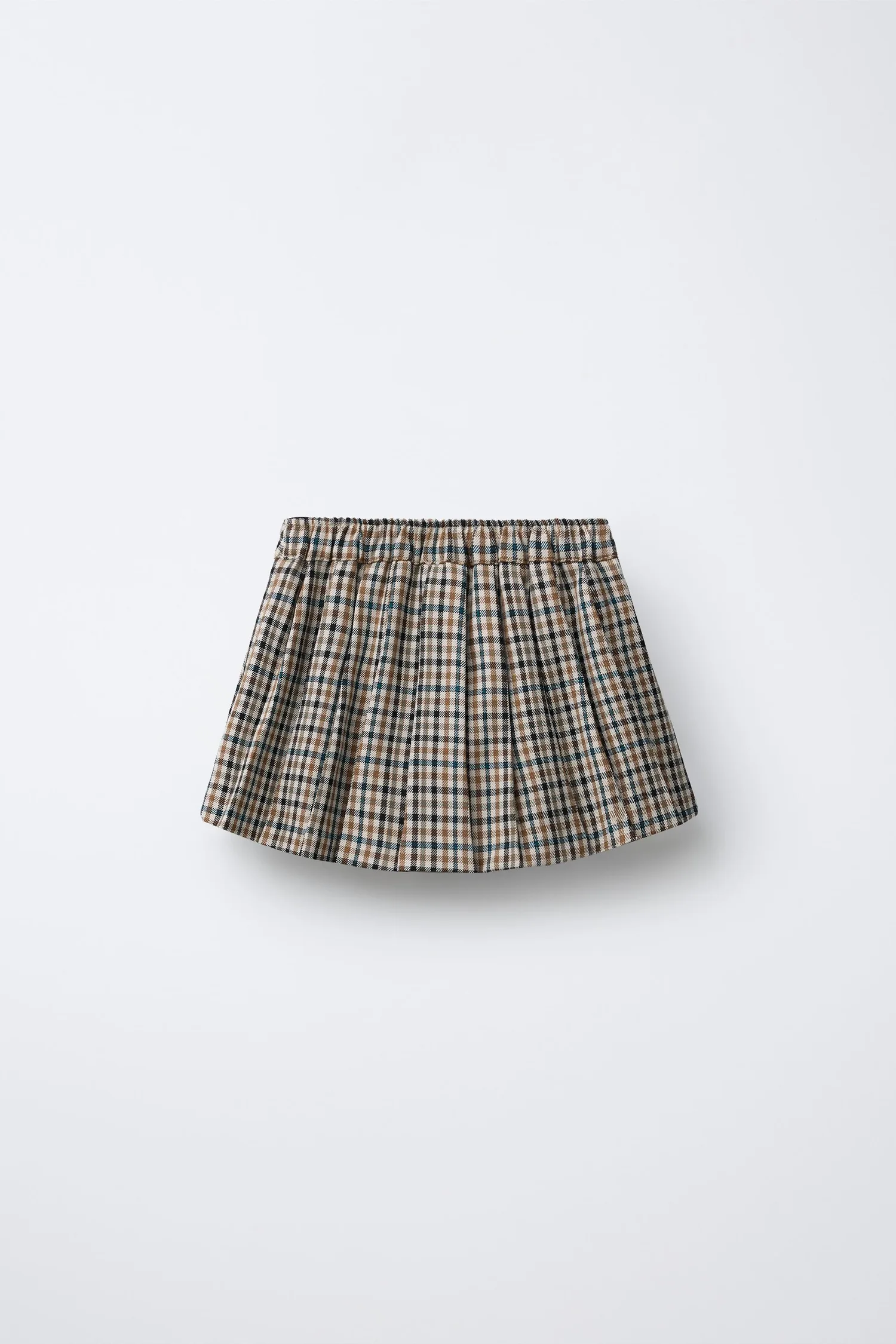 Плиссированная клетчатая юбка-бермуды Zara, коричневый — фото 2