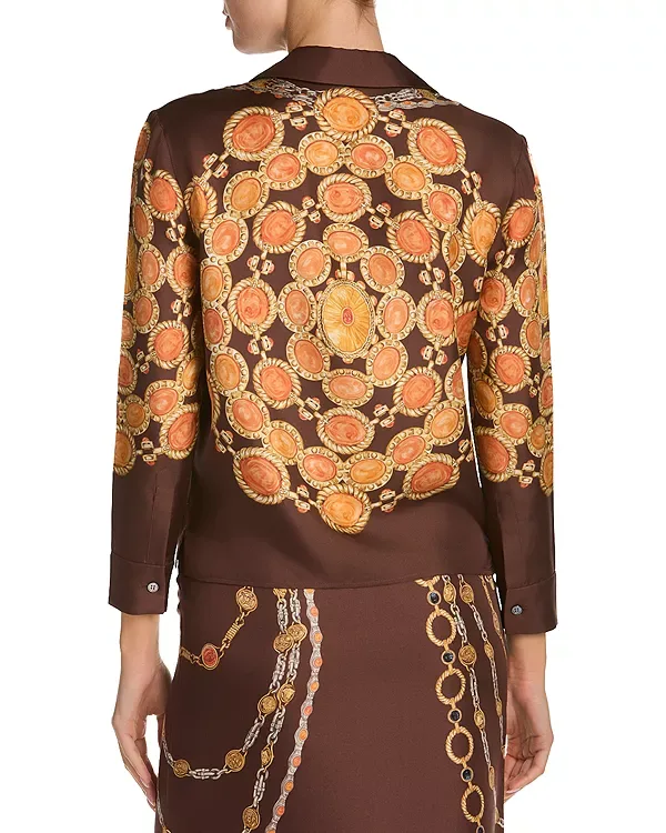 Шелковая твиловая рубашка с принтом "Влюбленный" Versace, Chocolate/Amber — фото 4