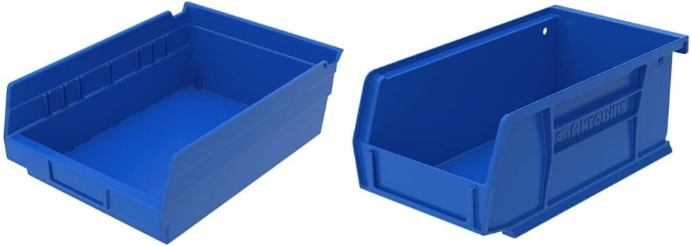 

Пластиковые контейнеры и органайзеры Akro-Mils для хранения (12 шт.) + Akro Bins Подвесные штабелируемые контейнеры для хранения (24 шт.), Blue