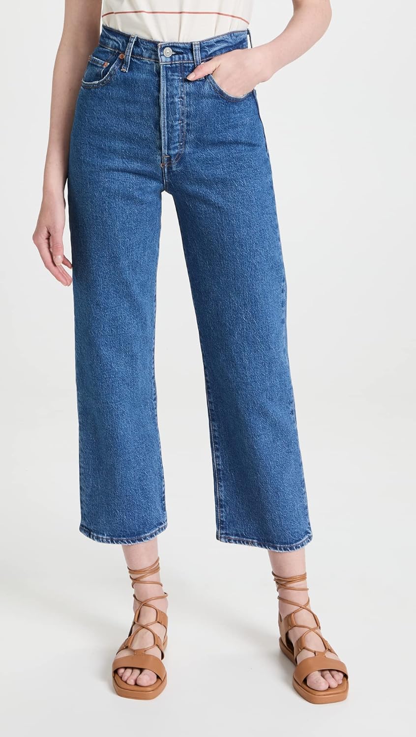 Женские джинсы Levi's Premium Ribcage Straight Ankle Jeans, Jazz Pop - Medium Indigo — фото 2