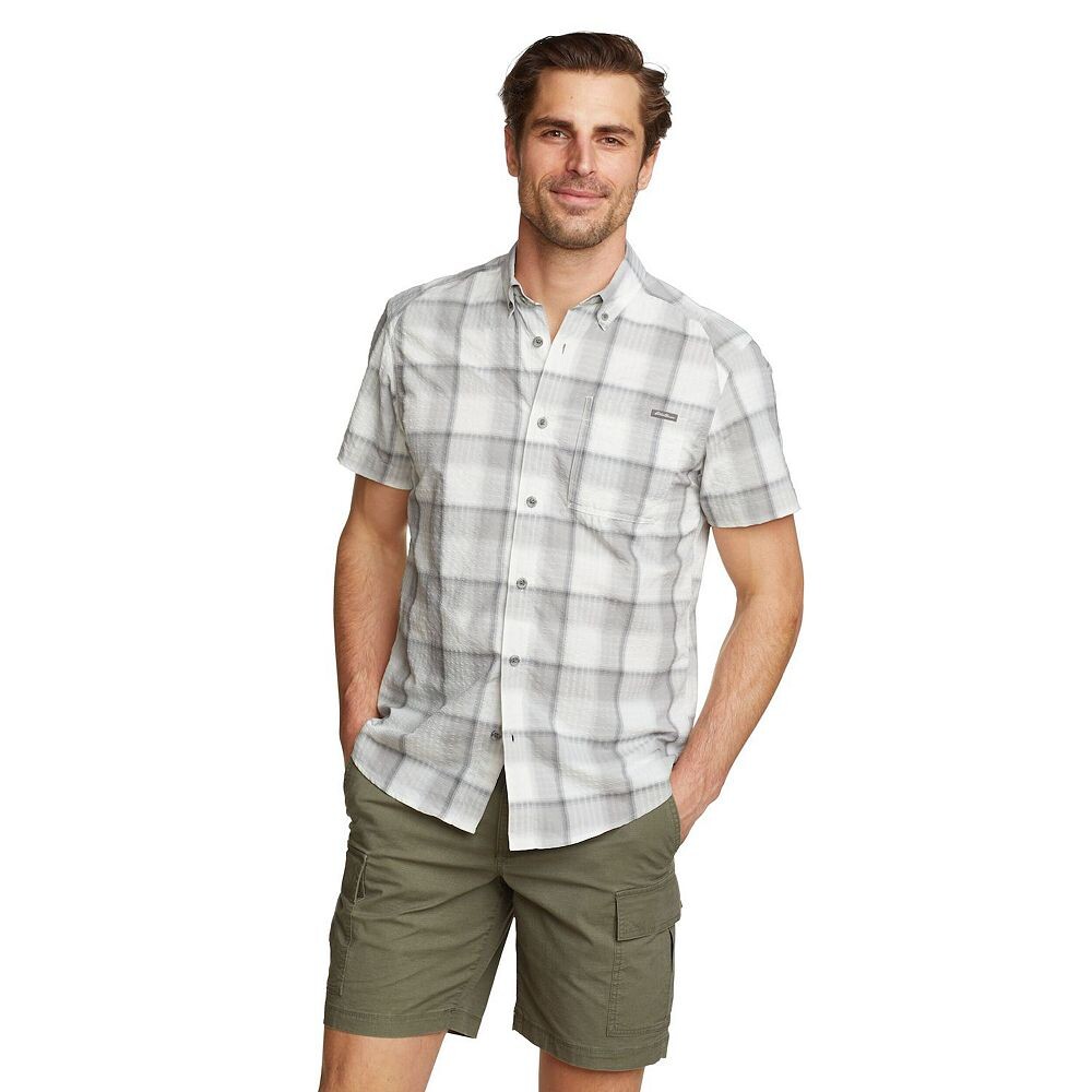 

Рубашка на пуговицах из хлопчатобумажной ткани Big & Tall Eddie Bauer Pack It Tech, цвет Light Gray
