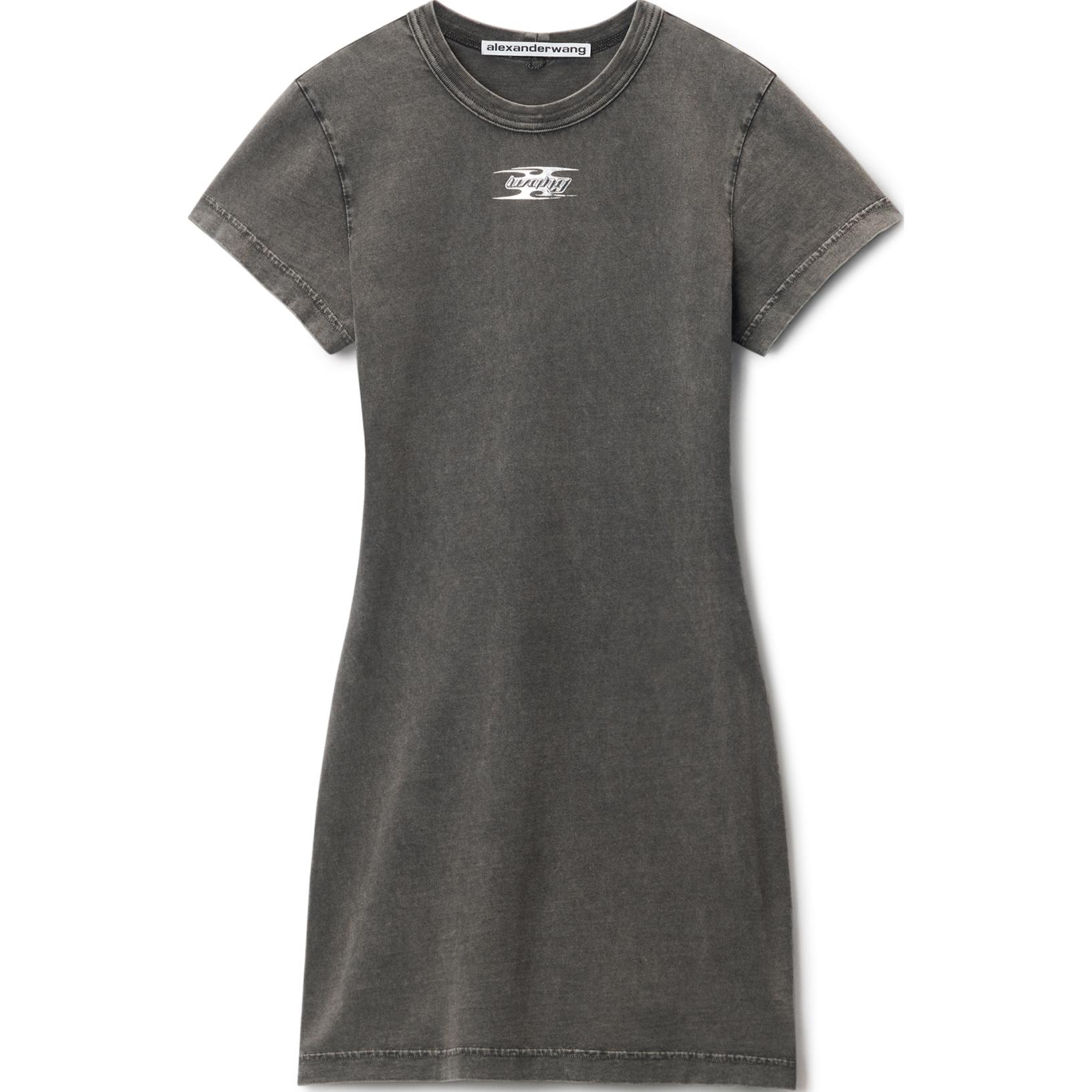 Футболка T By Shrunken мини с логотипом Blade платье выстиранный cedar Alexander Wang, серый — фото 3