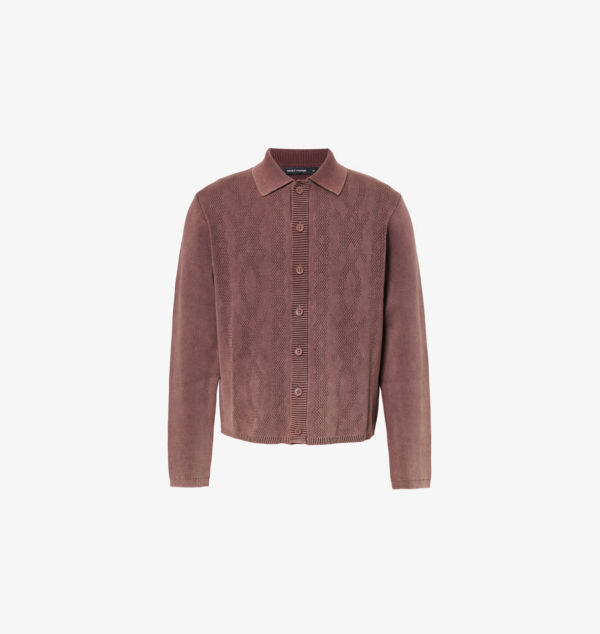 

Вязаный хлопковый кардиган с отложным воротником Daily Paper, коричневый