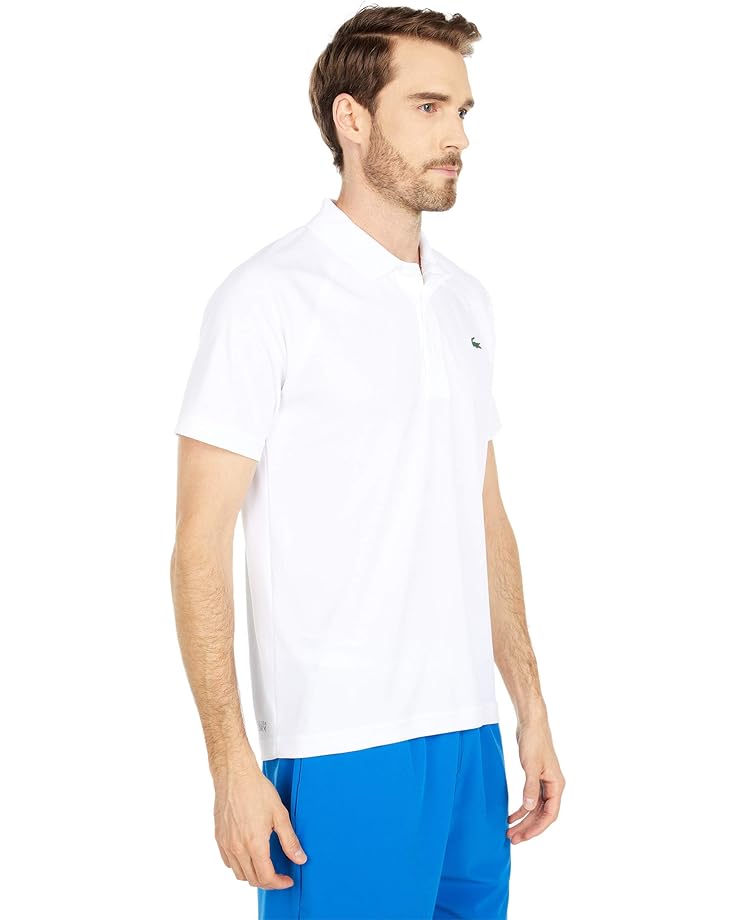 Мужская футболка-поло Lacoste Short Sleeve Sport Breathable Run-Resistant Interlock, White — фото 4
