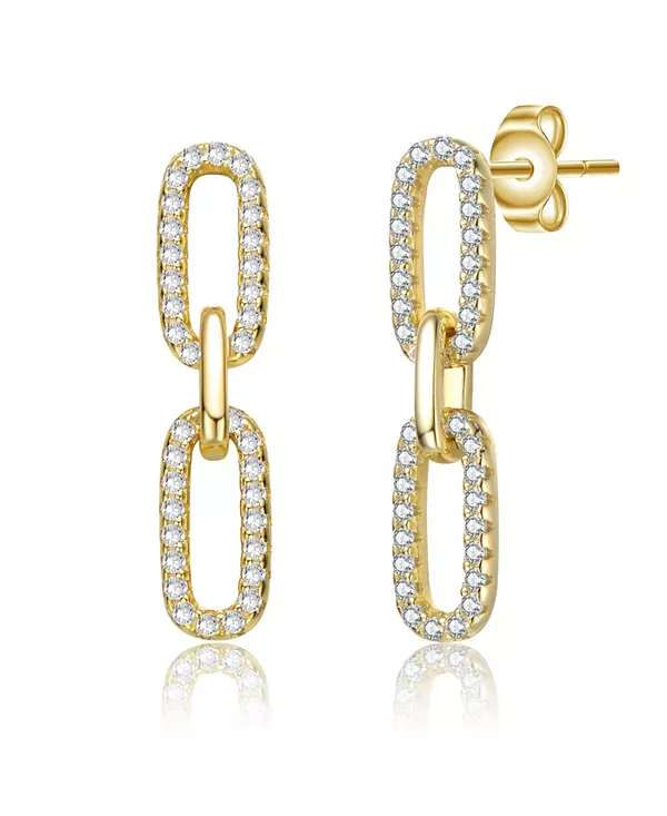 

Серьги-Подвески из стерлингового серебра 14 карат с позолотой и кубическим цирконием в виде тройной цепочки Genevive, gold