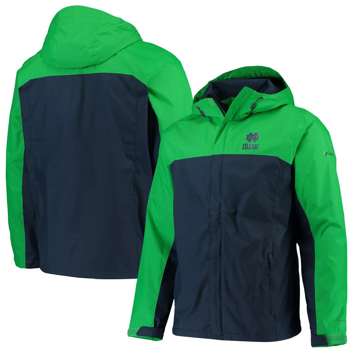 

Мужская куртка с молнией во всю длину Columbia Green/темно-синий Notre Dame Fighting Irish Glennaker Storm