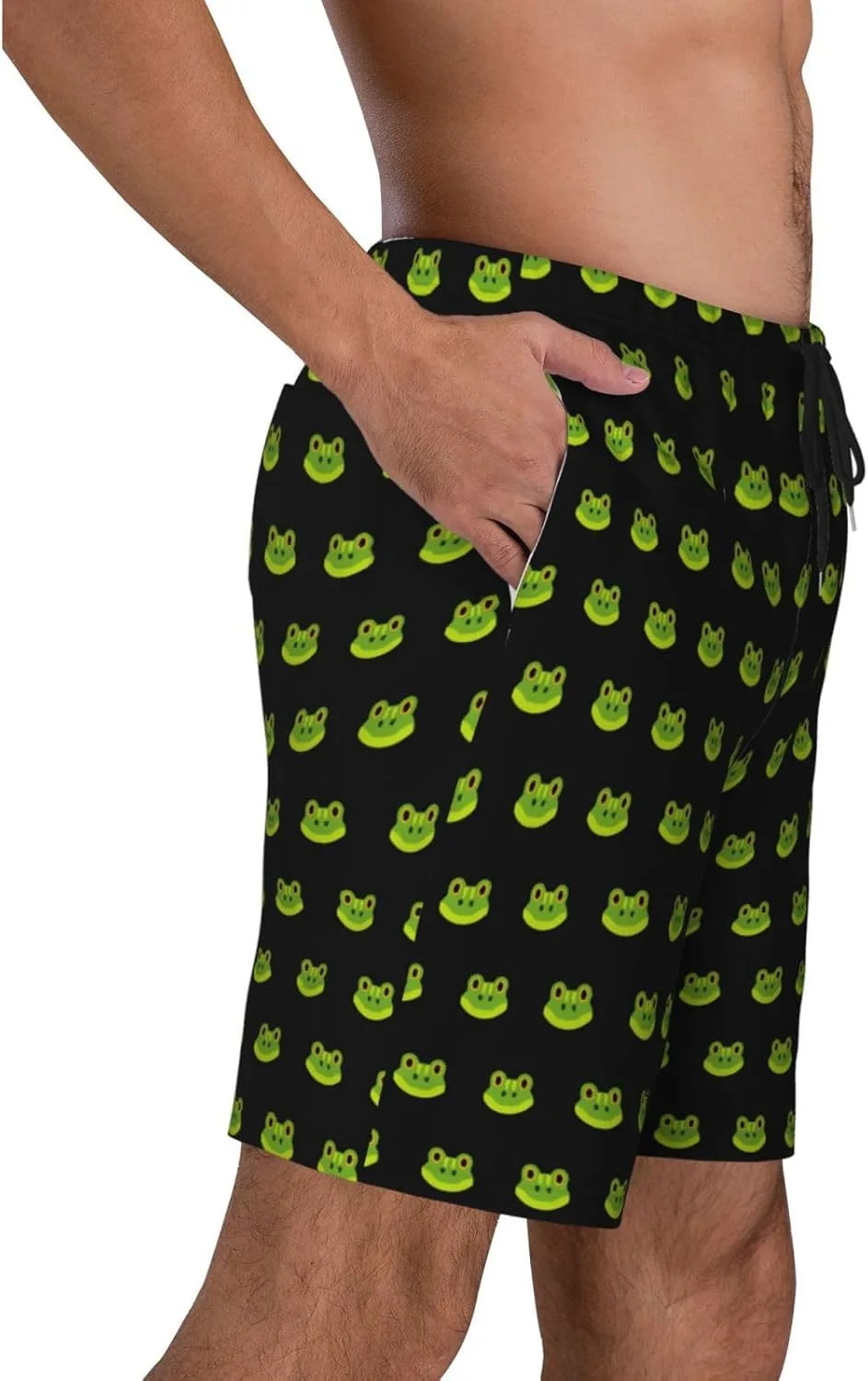 Мужские пляжные шорты Frog, мужские плавки, шорты для плавания с карманами, купальники Generic, черный — фото 3