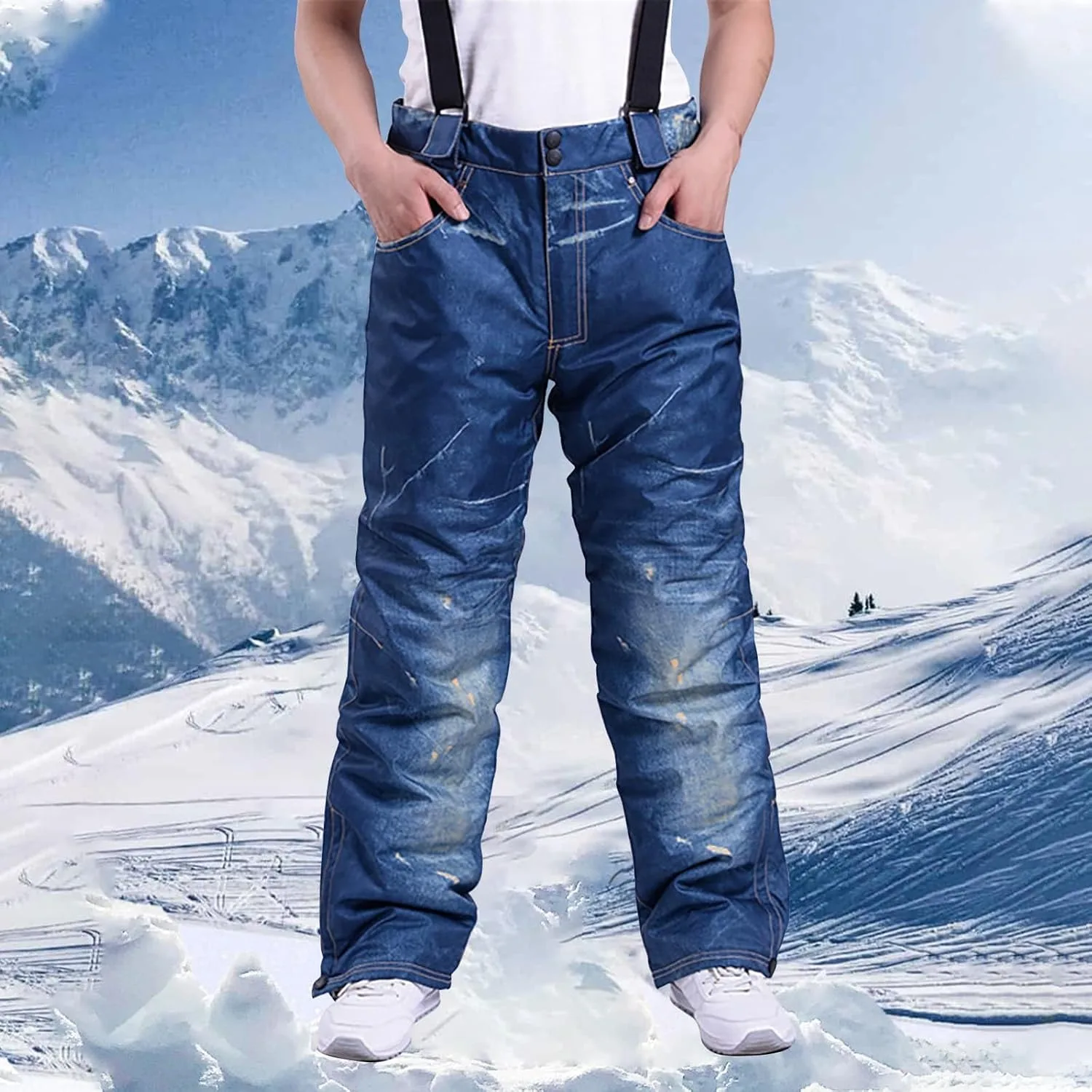 Утепленные брюки-комбинезон для мужчин Denim Ski Pants Waterproof — фото 2
