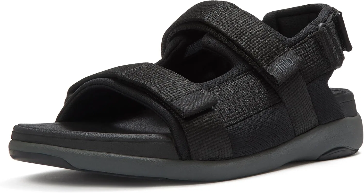 Мужские сандалии Fitflop F-Mode Go ADJ с мягким ремешком и лямкой, Black — фото 2