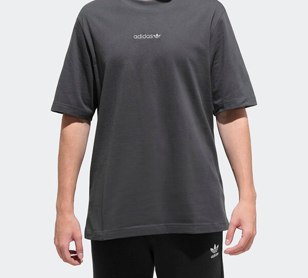 Футболка originals embroidered logo short sleeve gray Adidas, серый — фото 4