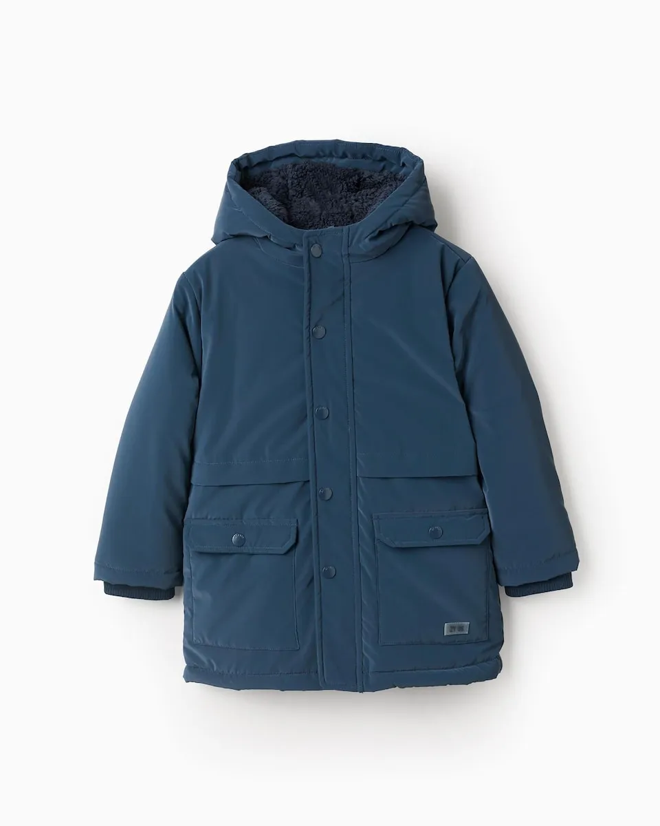 

Детская парка с резиновым эффектом и подкладкой из шерпы Zippy, темно-синий