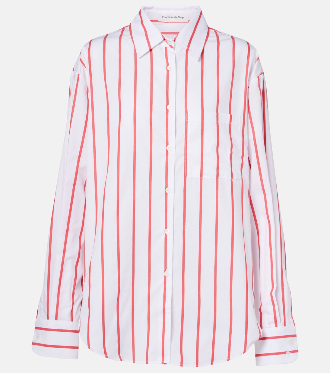 

Рубашка из хлопкового поплина в полоску Lui The Frankie Shop, White/Red Stripe