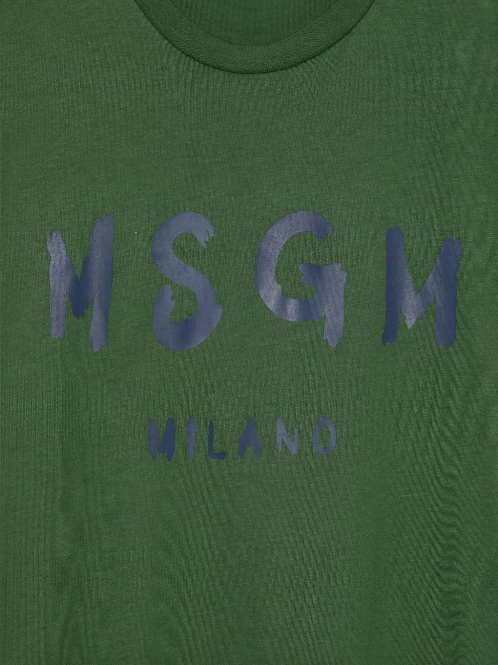 Хлопковая футболка с логотипом MSGM Kids, зеленый — фото 3