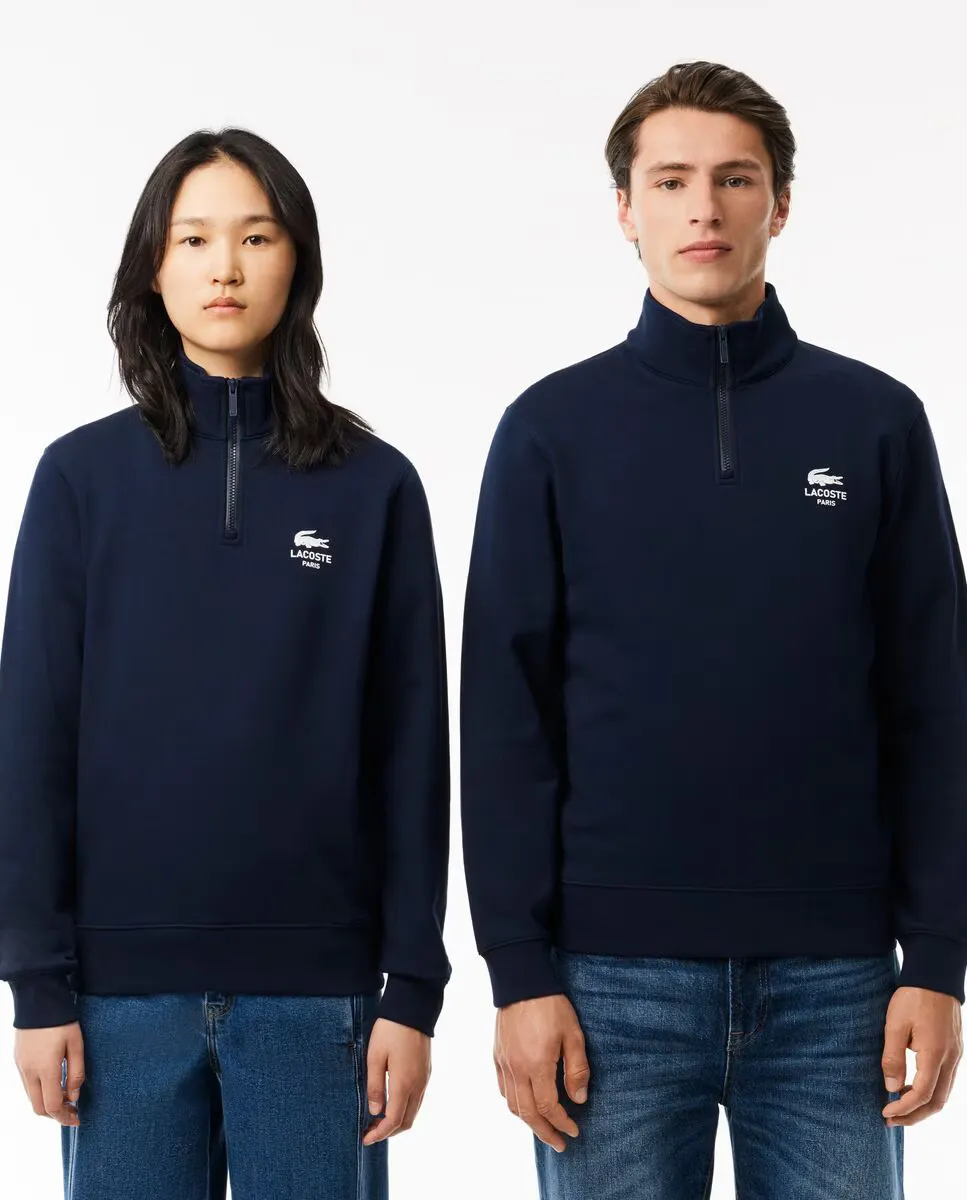 

Толстовка на молнии с воротником унисекс Lacoste, темно-синий