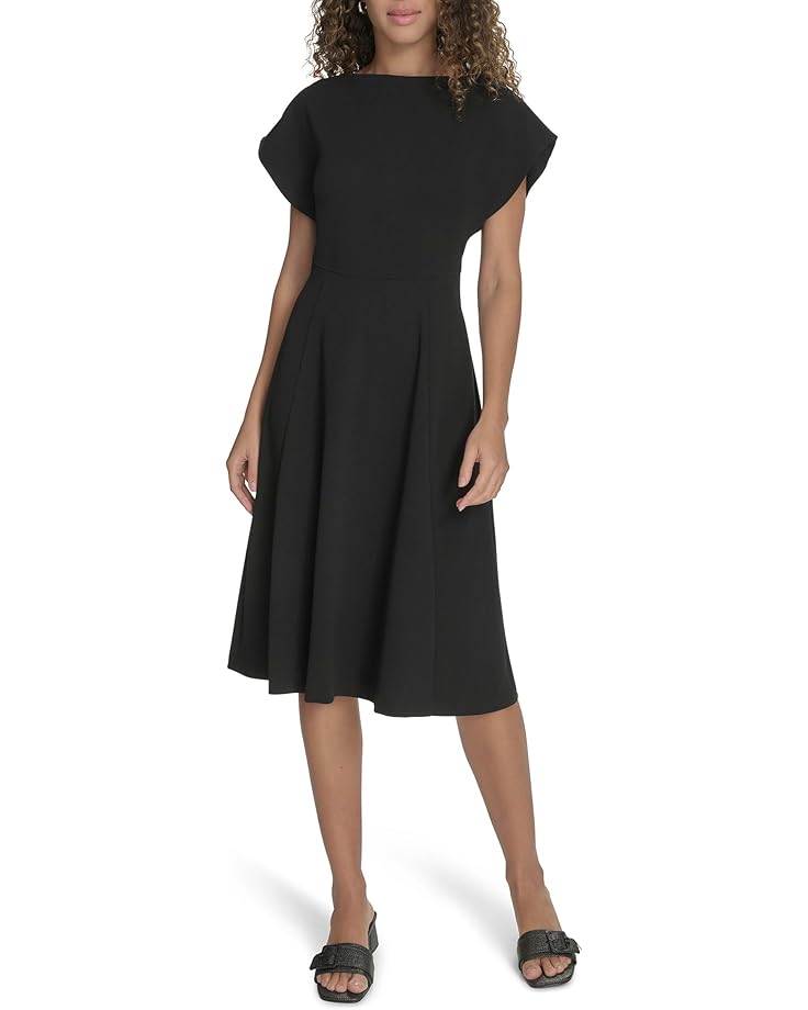 

Платье Calvin Klein Scuba Crepe Boat Neck Midi, черный