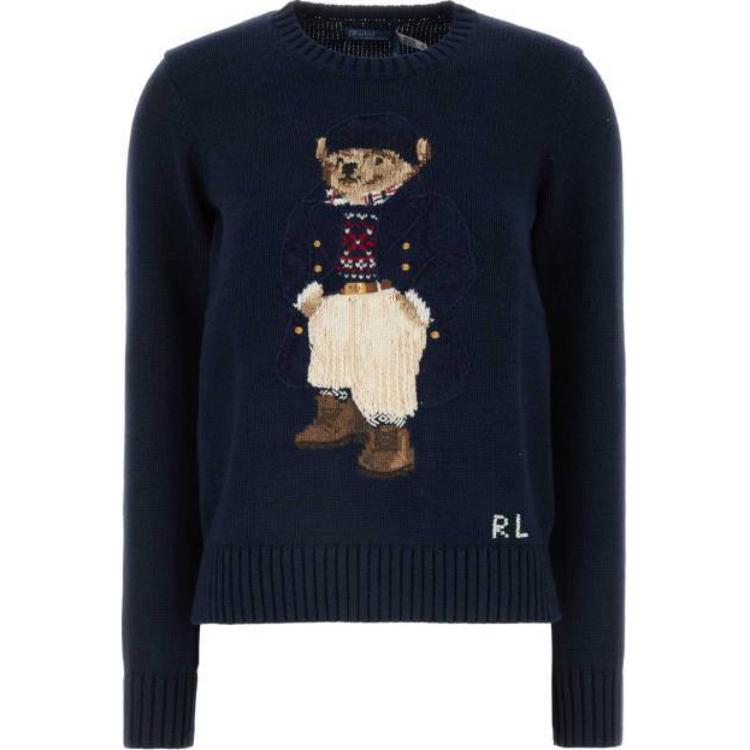 Свитер с интарсией в виде медведя Polo Ralph Lauren, темно-синий — фото 2