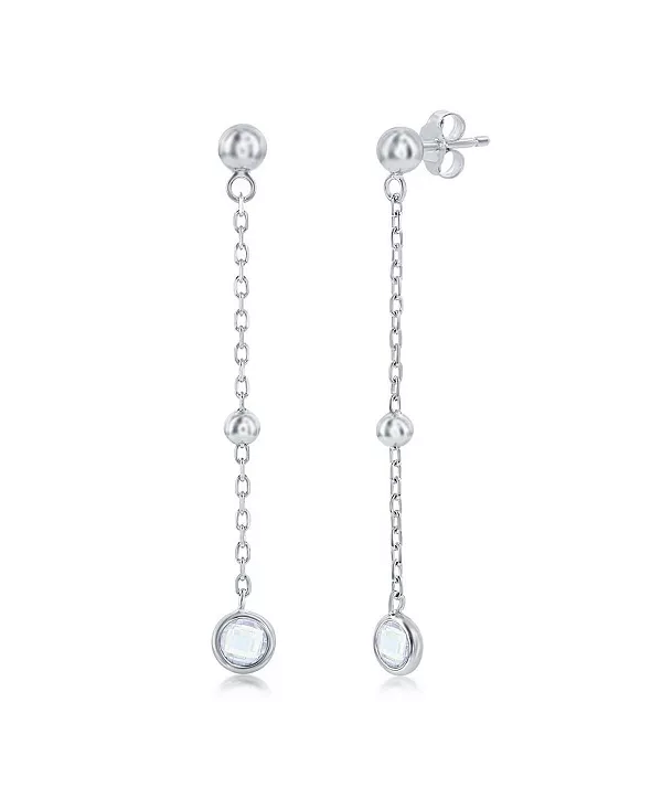 

Серьги-Цепочки из стерлингового серебра с фианитами в оправе (белые, зеленые, синие или красные) Simona, white