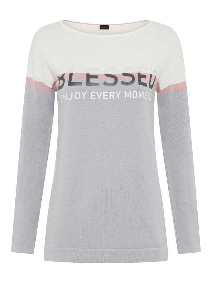 

Вязаный свитер серо-розово-белого цвета Laura Scott