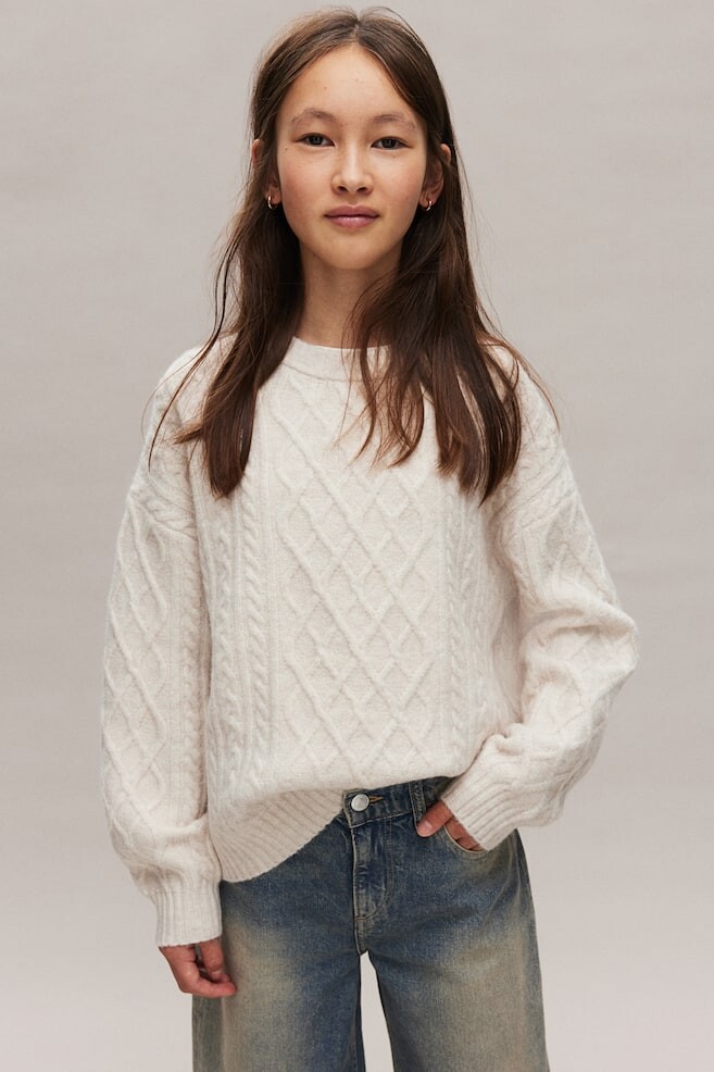 

Свитер косой вязки H&M, бежевый