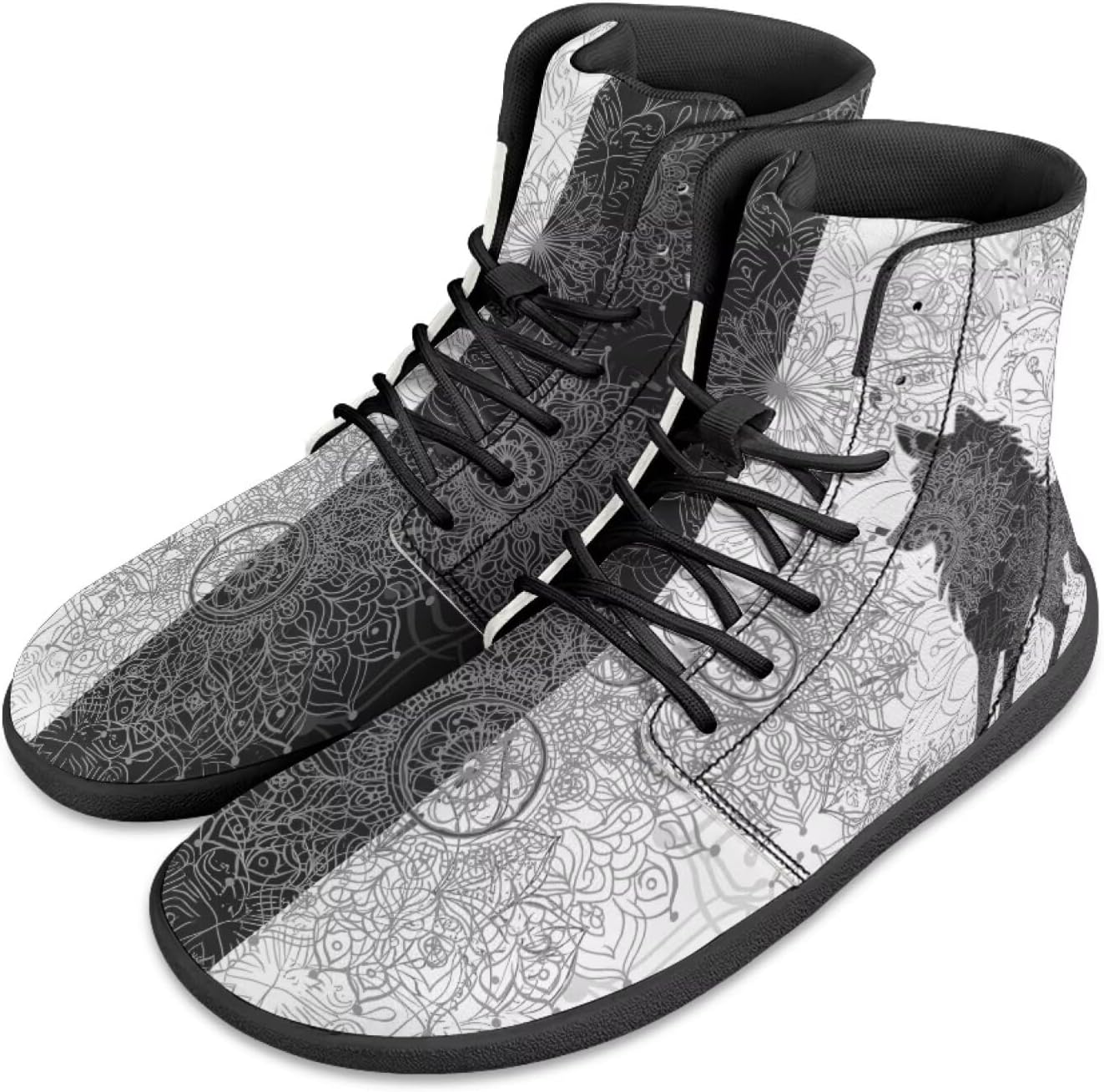 

Мужские кроссовки Barefoot Shoes с принтом Datura Animals: высокие, с широким носком, на шнуровке, с нескользящей подошвой, для тренировок и бега Xixirimido, Wolf Datura