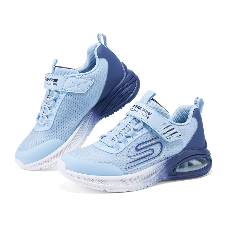 Skechers Kids Противоскользящие и износостойкие, легкие, амортизирующие, низкие кроссовки для бега, светло-синие/темно-синие, детские — фото 3