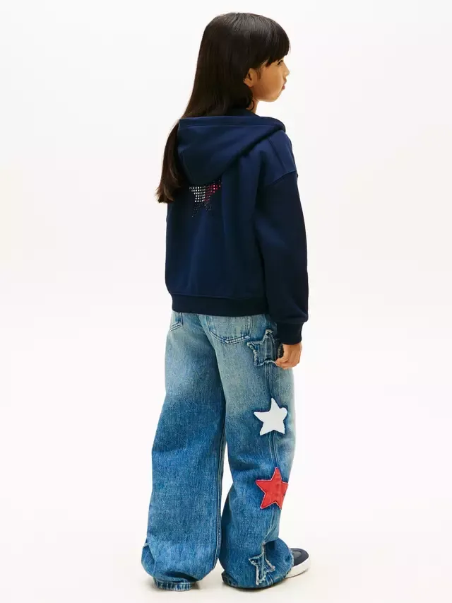 Детская толстовка на молнии из смесовой хлопковой ткани, темно-синяя Tommy Hilfiger — фото 3